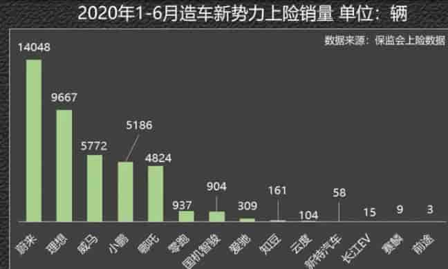 2020年1-6月新能源車上險(xiǎn)銷量表